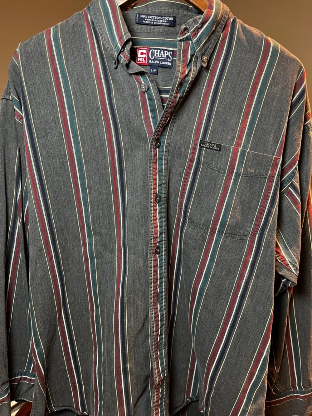 90’s Vintage Oversized Striped Button-Up Shirt -